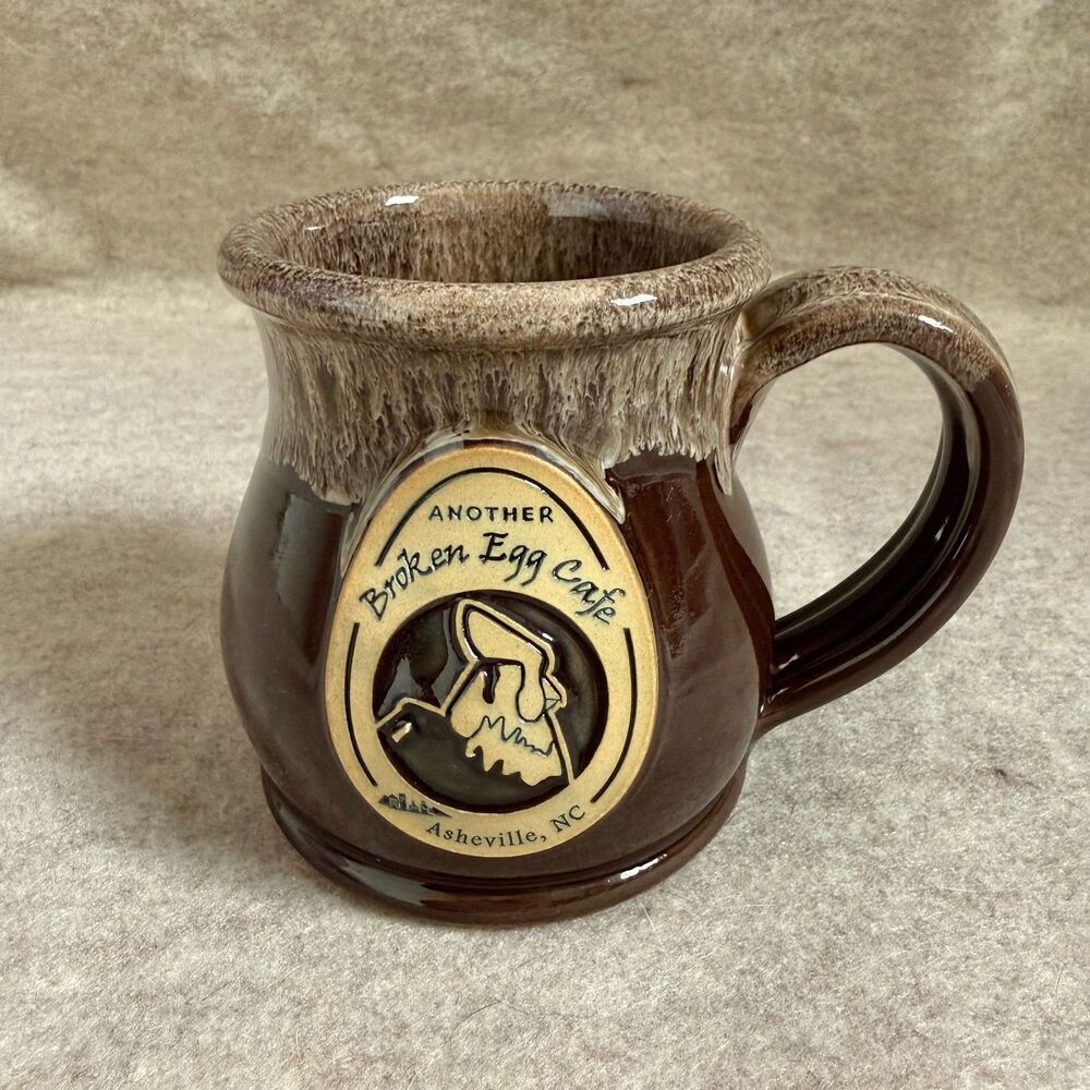 Deneen Pottery handmade mug brown drip glaze Another Broken Egg Cafe Asheville